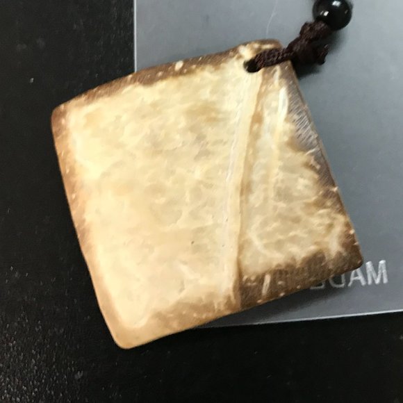 18" Adjustable Square/diamond Cotton and Coconut Shell Necklaces - Picture 5 of 6